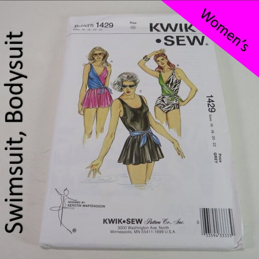 Kwik Sew 1429 sewing pattern swimsuit, (skirt optional) bodysuit UNCUT